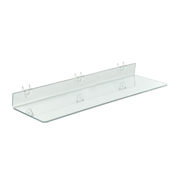 24"W x 6"D Clear Acrylic Shelf for Pegboard and Slatwall, PK4